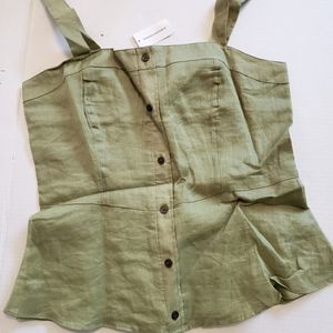 Banana Republic linen Sleeveless Button Front Sun Top Green Women's Small new